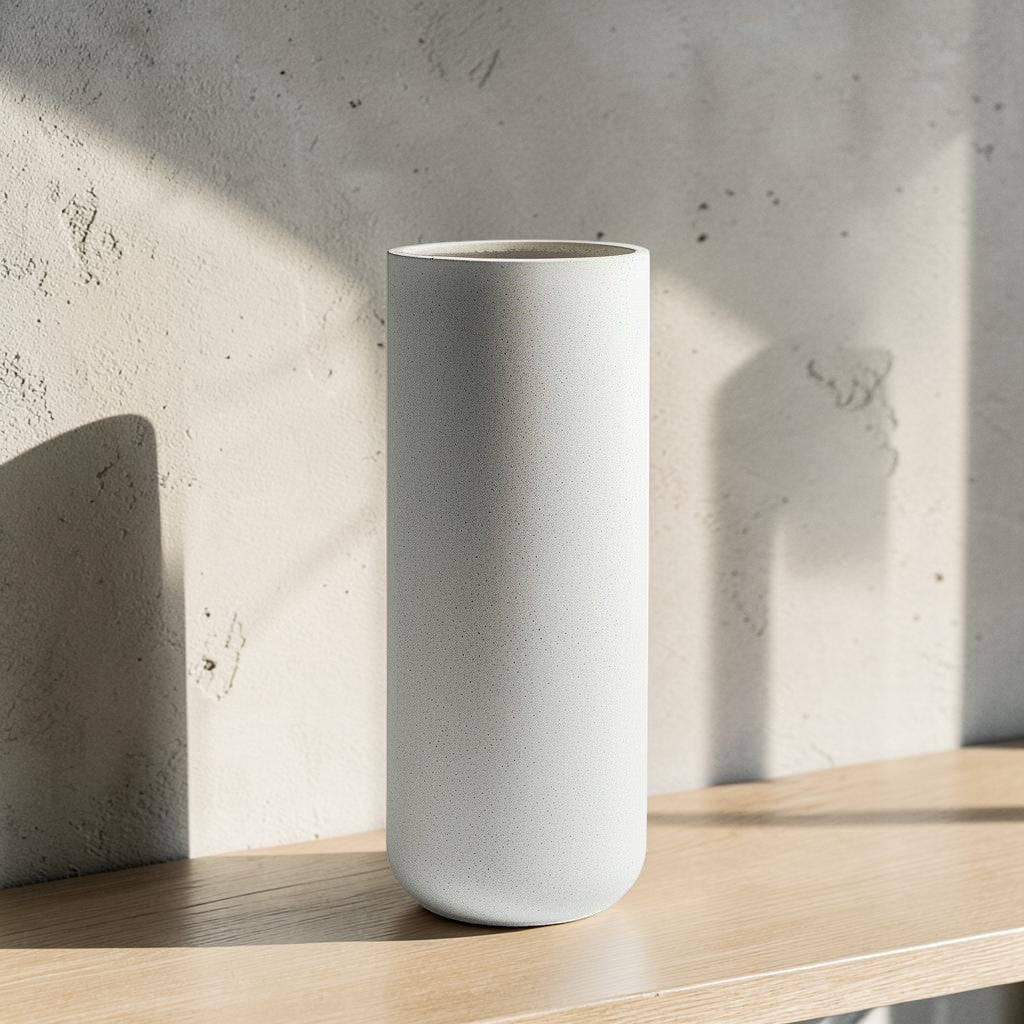 TVIVA Modern Matte Ceramic Vase - Tall Cylindrical Geometric Style
