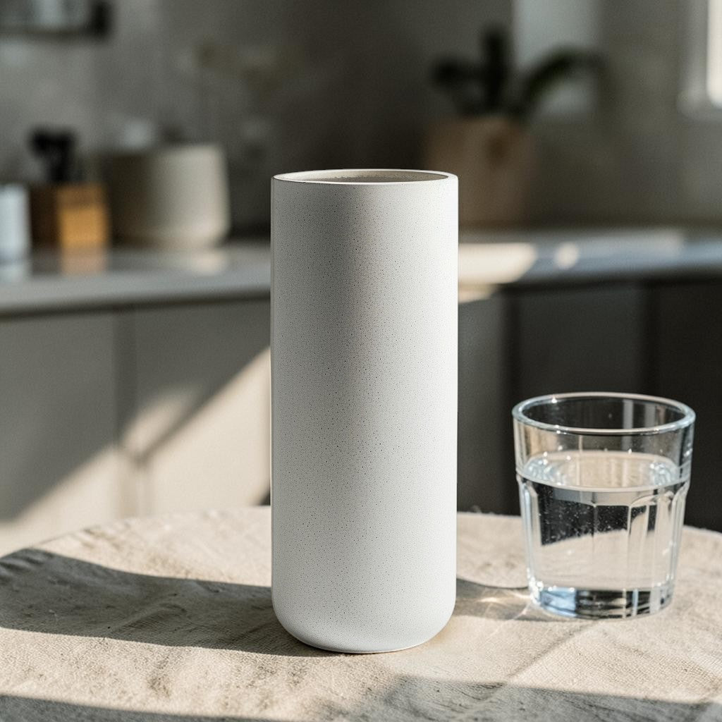 TVIVA Modern Matte Ceramic Vase - Tall Cylindrical Geometric Style