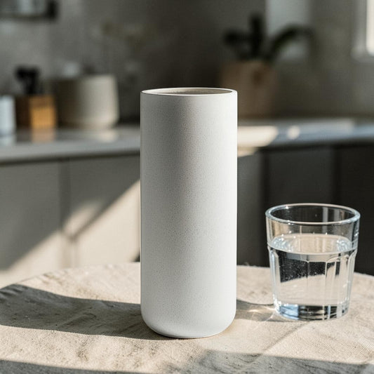 TVIVA Modern Matte Ceramic Vase - Tall Cylindrical Geometric Style