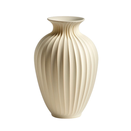 TVIVA Modern Matte Ceramic Vase - Oval Fluted Urn Style